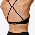 Essence Eda Sports Bra, Black, Close-Up.