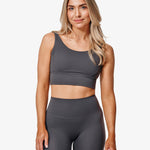 Hero Ace Sports Bra, Grey, Front Side. 