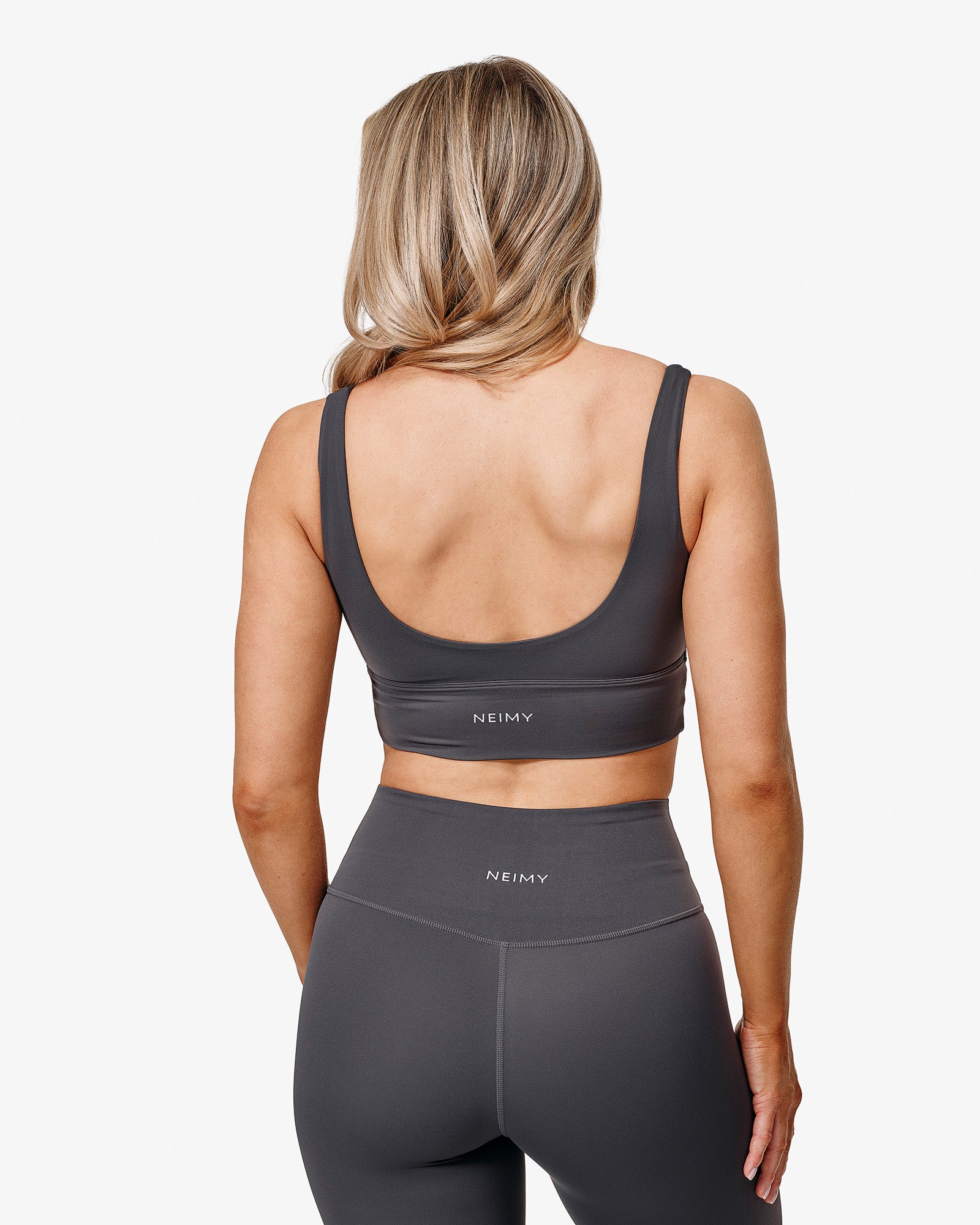 Hero Ace Sports Bra, Grey, Back Side.