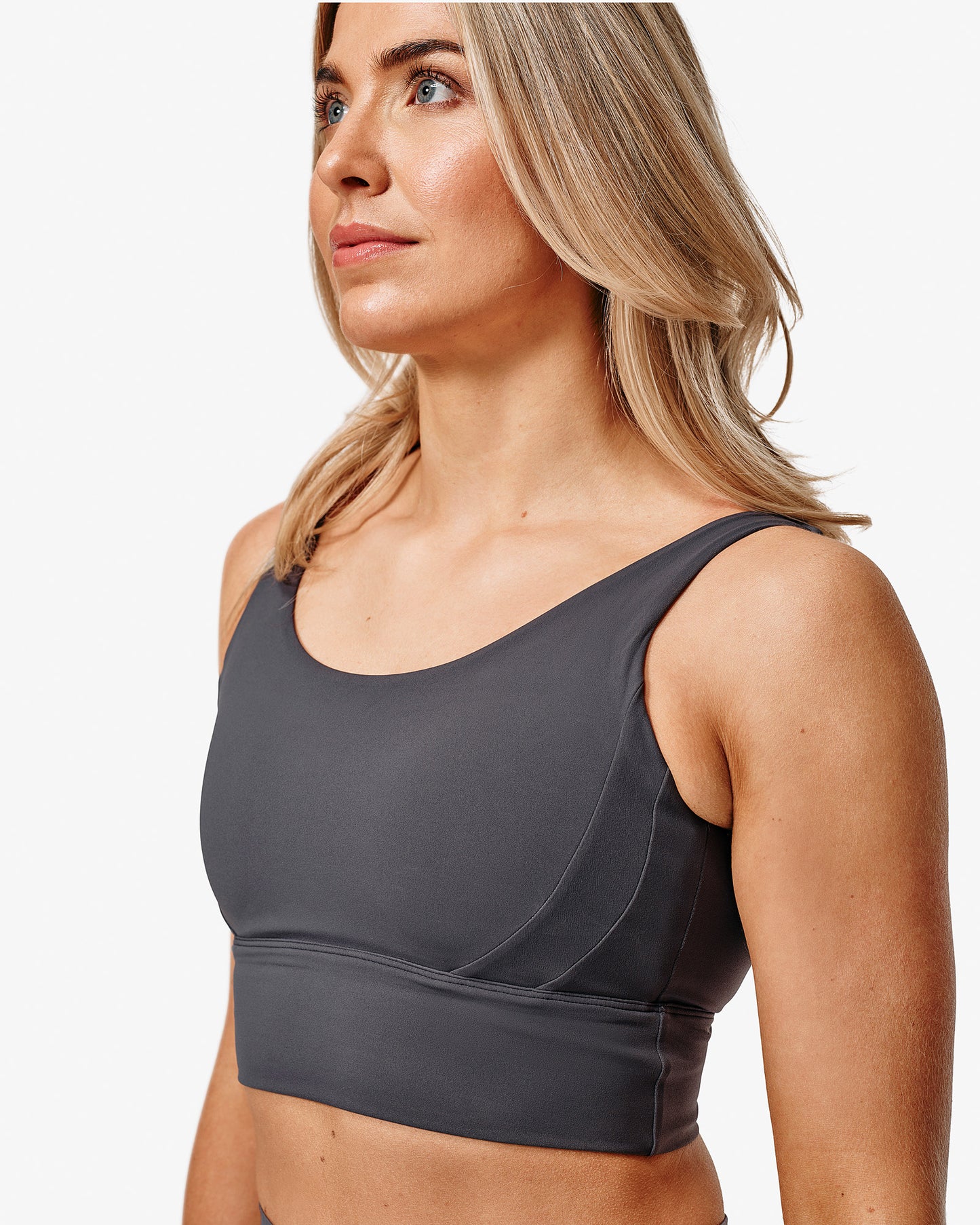 Hero Ace Sports Bra, Grey, Close-Up.