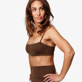 Essence Tess Sports Bra, Brown, From The Side.